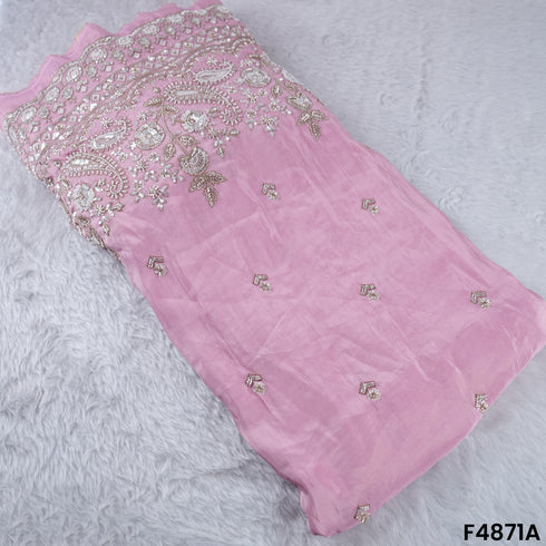 Cutdana Zari Sequins Embroidered Shimmer Tissue Fabric-F4871